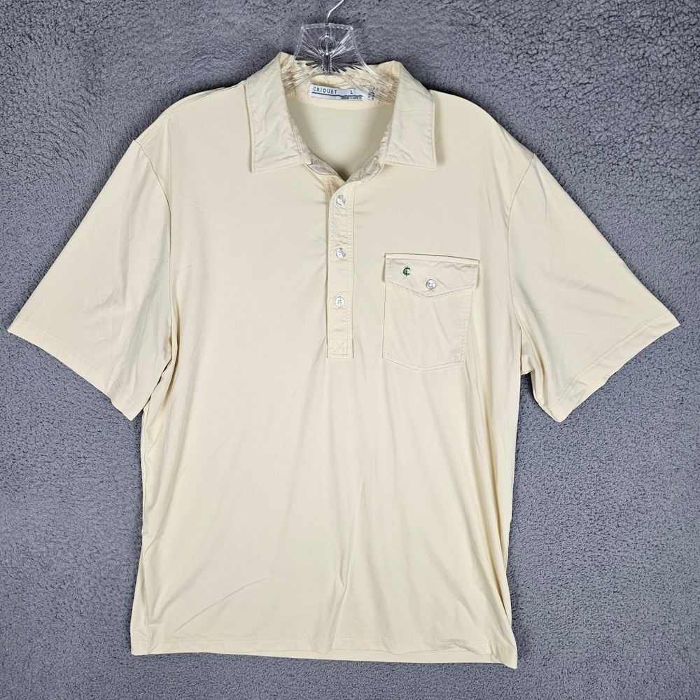 Criquet Polo Shirt Mens Large Players Performance Short Sleeve Pocket Logo